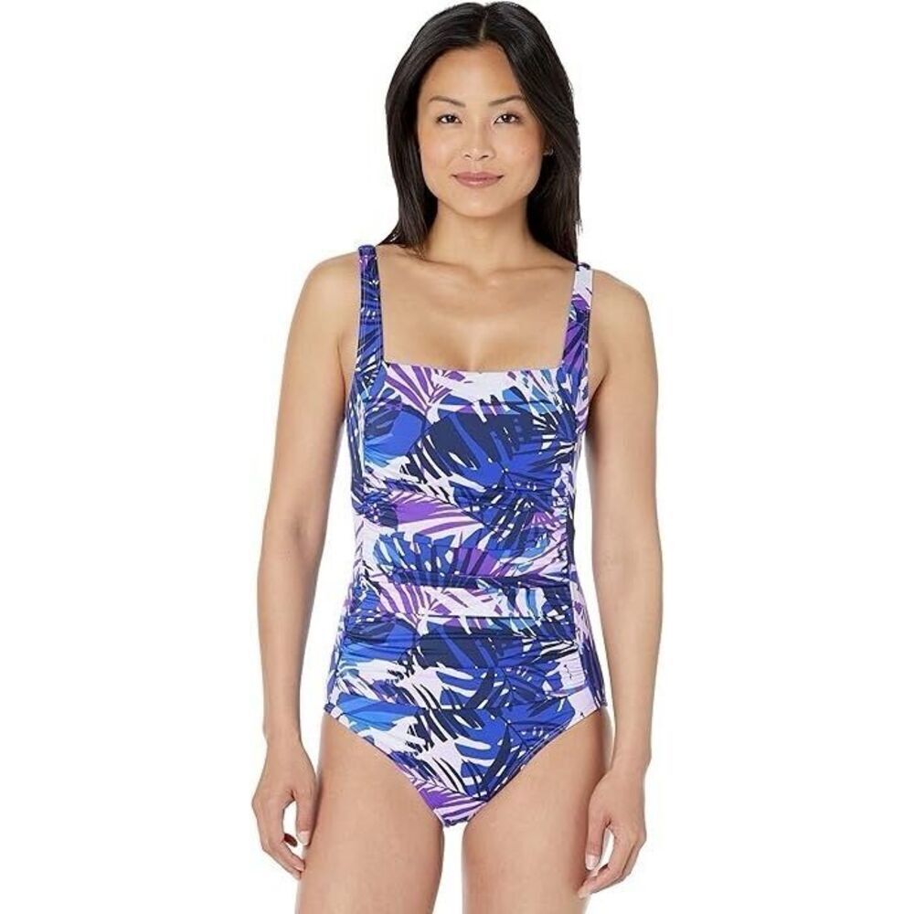 L.L. Bean Tanksuit one piece swimsuit (Lilac Palm) Women's size 6